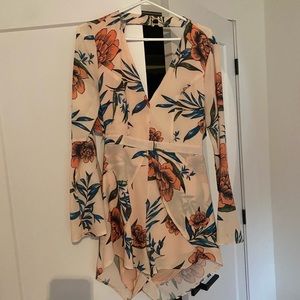 Floral boho long sleeve romper